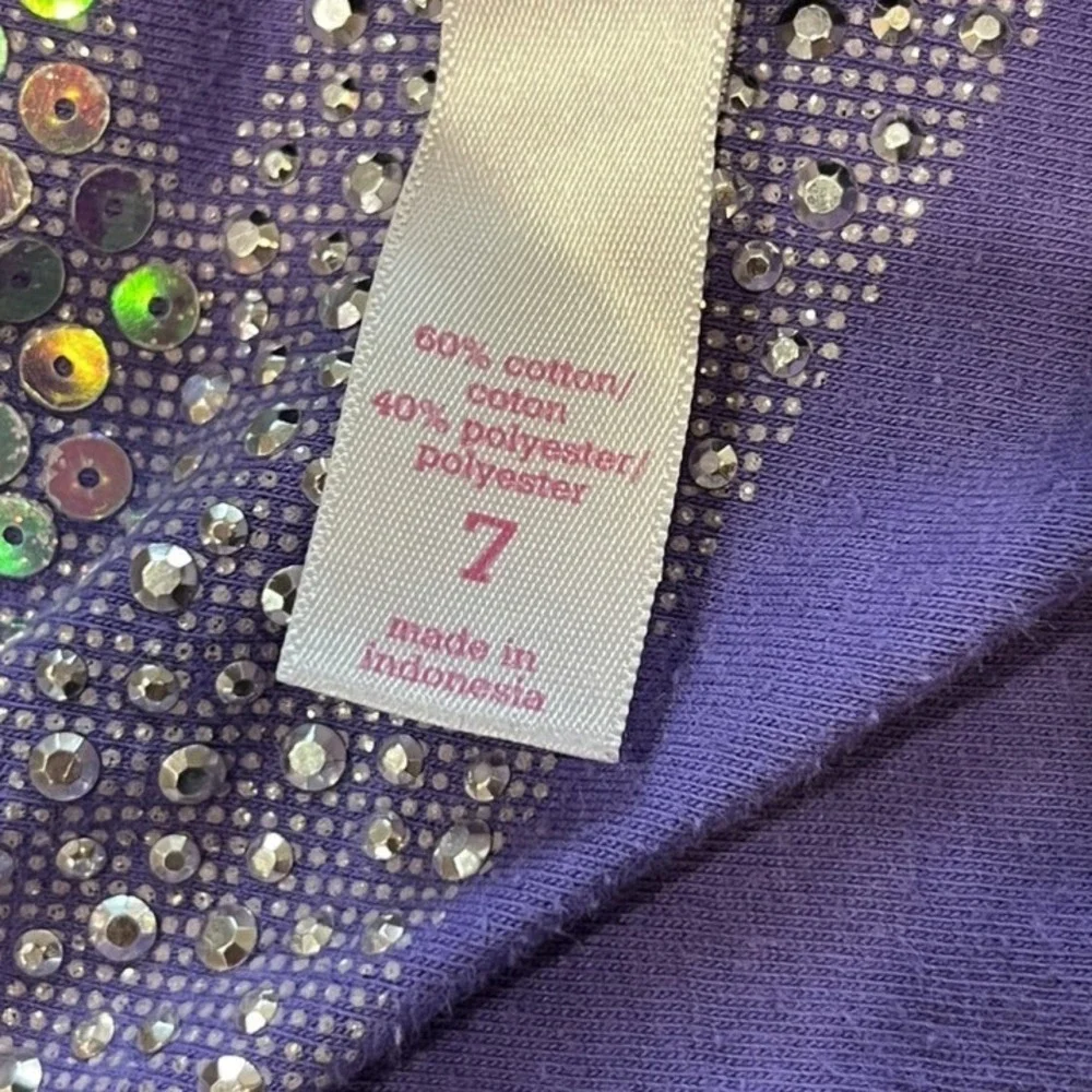 Justice Purple Gray Stripe‎ Star Sequin Top Long Sleeve Shirt Girls Size 7